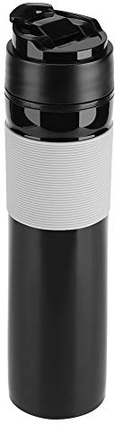 350ml Macchina da caffè portatile per tè e caffè Bottiglia da caffè Bottiglia da viaggio Stampa francese Macchina da caffè per pendolari Campeggio all'aperto e ufficio(Black)