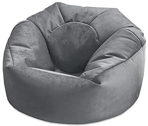 Beautiful Beanbags - Plush Velvet Beanbag Chair Lounger - Grey | Luxury Style