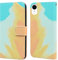 Flip phone case for Iphone XR PU Leather Wallet Card Slots Flip Case Watercolor Gradient Ramp Graffiti Art Printing with Stand Function Magnetic Protective Cover (Yellow Cyan)