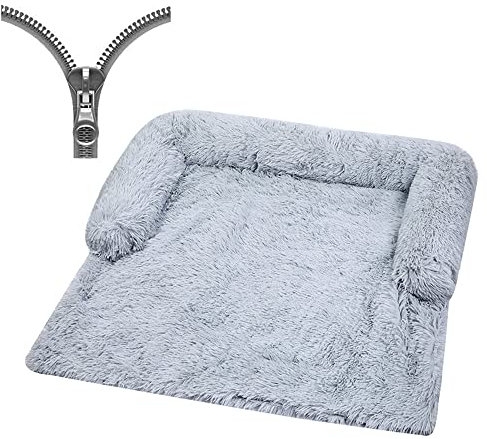 Nyescasa Hundebett für Grosse Hunde u. kleine Hunde,Sofaschutz Plüsch Flauschig Atmungsaktiv Katzenbett,Winter Warm Dauerhaft Hundecouch Waschbar rutschfest Hundekissen (XL ca. 120x90x20cm, Hellgrau)