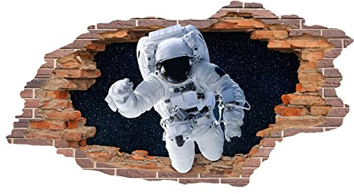 3D Wandtattoo Mauerloch 1 x 0,53 m Wandsticker Wandaufkleber Mauerdurchbruch realistisch selbstklebend Kinderzimmer Schlafzimmer Wohnzimmer Bad W009 (10 Astronaut)