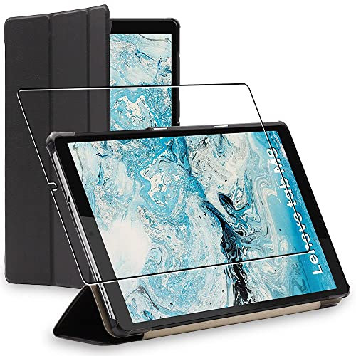 ebestStar - Funda para Lenovo Tab M8 2021 (3rd Gen), M8 HD 2019, Carcasa Capa, Slim Case Protectora, Tapa Magnetica Cuero PU, Negro + Cristal Templado