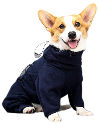 MeiAOBest Hund Dicke Fleece Warme Pullover Mit Reißverschluss, Haustier Winter Warme Vierbeinige Onesies Mantel, Hund Winddichte Jumpsuits Für Kleine Mittlere Große Hund_XXS(Blau)
