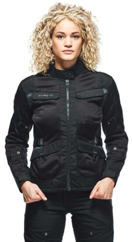 Dainese - Desert Lady Tex Jacket, Chaqueta de Moto de Verano, Tejido Técnico Ligero, Protectores de Hombros y Codos, Chaqueta de Moto para Mujer, Negro/Negro/Ébano, 40