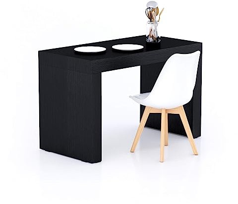 MOBILI FIVER, Mesa de Comedor Evolution 120x60, Madera Negra con Dos Piernas, Mesa de Comedor para 4 Personas, Mesa Cocina, Made In Italy
