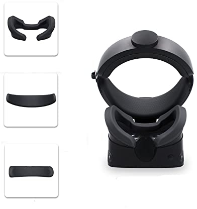 Silikon-VR-Gesichtsabdeckung, Maske und Schaumstoff vorne und hinten, Schutzabdeckungen für Oculus Rift S Headset-Brille, schweißfest, wasserdicht, Ersatz-Gesichts-Pad, VR-Zubehör (schwarz)