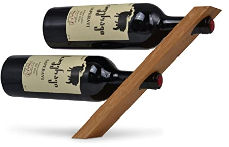 Natuhr Weinflaschenhalter Magic Weinhalter Weinständer Weinregal Holz Wein Aufbewahrung Schwebendes Regal 2 Flaschen (Eiche)