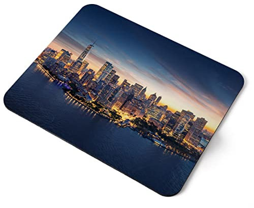 Computer Mouse Mat Pad - New York City Skyline Landscape Home Office PC Desk Accessory Flexible Fabric Top Large 5mm Laptop Desktop Printed Art Ergonomic #21939