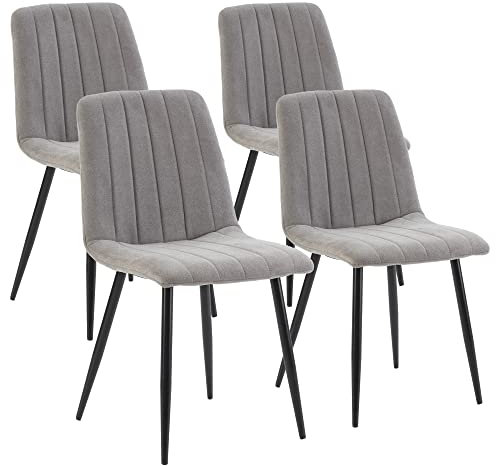 HOMN LIVING Set mit 4 Stühlen für Esszimmer, Sagi, gepolstert, Grau, SGS-zertifiziert, 45 cm (B) x 56 cm (T) x 84 cm (H)