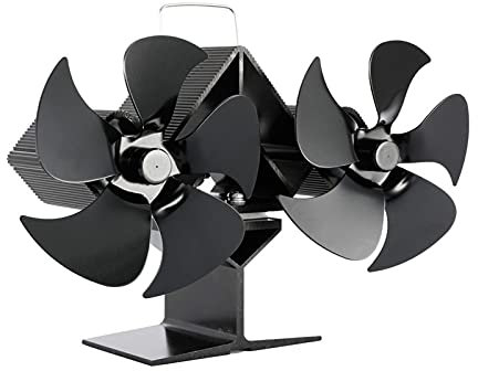 ATAAY Ventilateur de poêle à Double tête à 5 brûleurs à bûches Ventilateur Silencieux écologique Distribution Efficace de la Chaleur pour la Maison