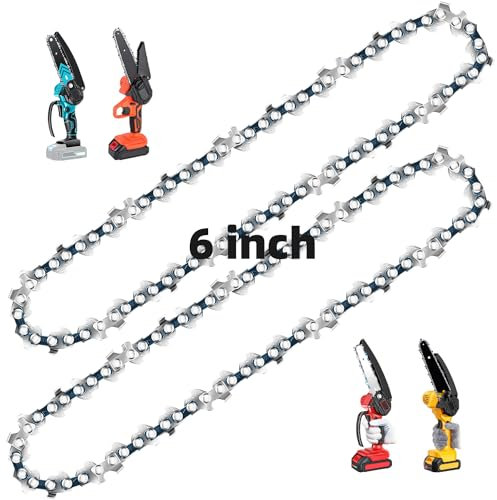 Zeeksaw Mini Chainsaw Chain, 6 inch Replacement Chain, 37 Drive Links, 3/8 inch Pitch, 0.325 inch Gauge, 6 inch Length, 2 Pack