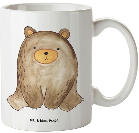 Mr. & Mrs. Panda XL Tasse Bär sitzend - Geschenk, Große, Teddy, Riesenkaffeetasse, Jumbo, Riesentasse, Mit Henkel