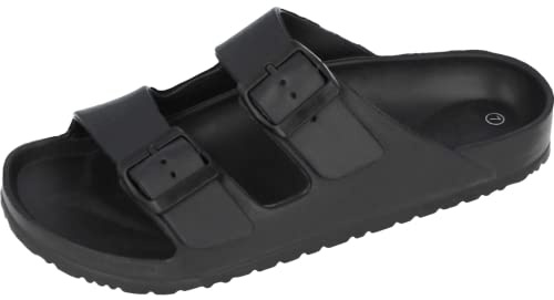 Yinka Shoes Mens Double Buckle EVA Sandals Black UK 8