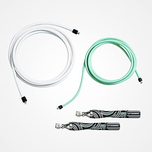 Crossrope Get Lean Set – gewichtetes Springseil – 1/4 Pfund und 1/2 Pfund Seile – schmale Griffe – Größe XL