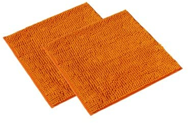 WohnDirect Badematten Set 2 teilig - Orange 45 x 45 cm - rutschfest & Waschbar - Badvorleger, Badezimmerteppich, WC Vorleger