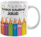 Striefchen® Tasse Geschenk Einschulung 2025 - Endlich Schulkind - mit Namensaufdruck Stifte