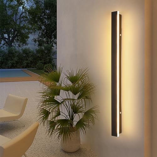 Mikeru 120cm Außen LED Wandleuchte, 3000k/4500k/6000k 3 Farben 42W Wandleuchte mit langen Streifen aus Acryl Porch Wandleuchten im Freien für Garten Flur Wohnzimmer