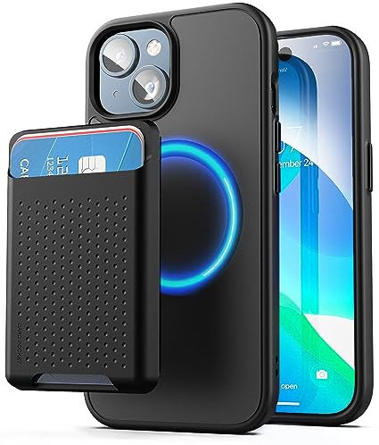 Encased MAG Wallet Set - Designed for iPhone 15 Case with Magnetic Card Holder (Compatible with MagSafe) Matte Black