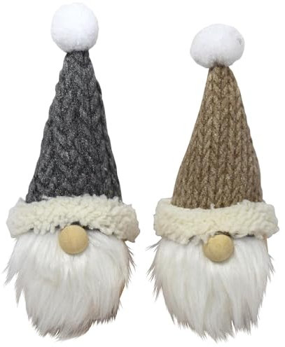 Dadeldo Living & Lifestyle Wichtel 2er-Set Dekofiguren Weihnachtsdeko Stoff 15cm grau-Creme