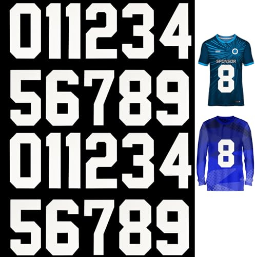 Lusofie 22Pcs Iron on Numbers for Jersey Clothing, 0 to 9 Heat Transfer Numbers Soft Iron on Numbers for Team Uniform T Shirt Football Basketball Baseball Sports(White, 8 Inch)