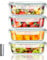 IUGHN Food Storage Containers 4Pcs 1040ML Glass Containers with Lids und 1 Cleaning Sponges, Glass Food Container with Lids, Meal Prep Containers Reusable for Microwave, Oven, Freezer and Dishwasher