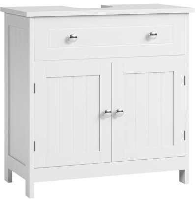 KIMENICH Meuble sous lavabo, Meuble Bas, lavabo avec Meuble Bas, Armoire de Salle de Bains avec 2 Portes Armoire de Salle de Bains,60 x 30 x 60 cm, Blanc, DJ503177