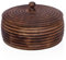 Handcrafted Wooden Mexican Tortilla Warmer Basket Indian Chapati Roti Bread Holder Box Pancake Keeper Serveware Hot Pot Casserole Dish With Lid Home Kitchen Dining Decor, Antique Brown, 23 x 7 cms