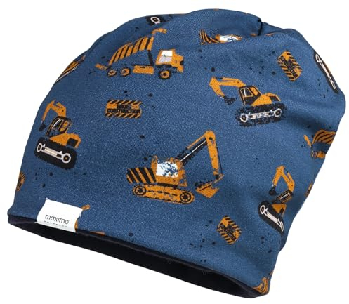 maximo Jersey Beanie mit BW Fleece Futter, in Jeansblau mit Bagger Print Allover 124500 (DE/NL/SE/PL, Numerisch, 49, Jeansblau Bagger AOP)