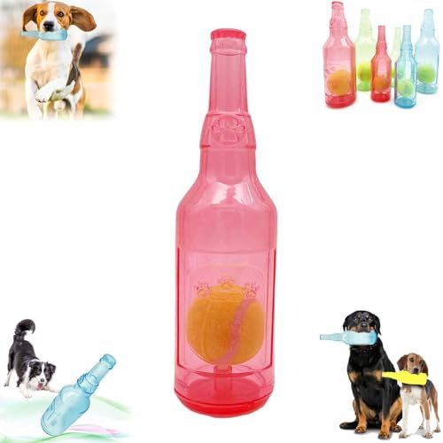 Zentric Crunch Play Pet Interactive Dog Chew Toy with Tennis Ball, Dog Toy Water Bottle Cruncher, Bottle Toys for Dogs (Red, Large)