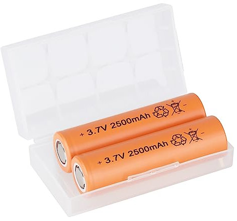 3.7 Volt Rechargeable Battery Flat Top, REACELL 25A Higher Discharge Power Battery, Flat Top 2500mAh Battery High Energy for Headlamp, LED Flashlight, Solar Light, Electronic Devices etc(2 Pack+Box)