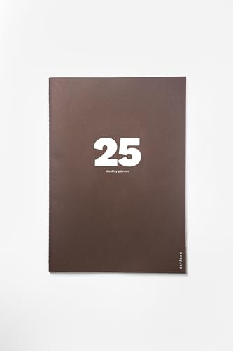 OCTÀGON DESIGN | 2025 Big Monthly Planner Plus | Planner mensile | 12 mesi; gennaio - dicembre 2025 | L'iconico Monthly Planner di Octàgon | Formato A4 | Colore marrone cacao | Copertina morbida