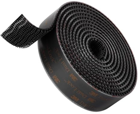 3M Dual Lock SJ3550A 25 mm x 2.5 m Schwarz 1 Rollen Wiederverschließbares Befestigungsband Ineinandergreifendes Pilzförmiges Stark Hakenverschluss Klebeband für Den Innen und Außenbereich