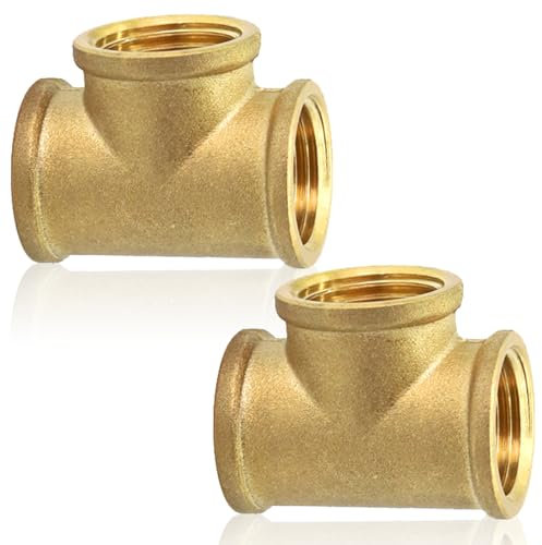 2 pezzi a T in ottone 90°, G3/4 (diametro 24 mm), filettatura interna a T, DN20, raccordo a T da 3/4, in ottone IG x IG x IG, raccordo filettato, raccordo a T a 3 vie, adatto per acqua potabile