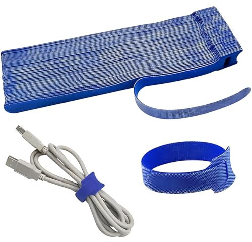 100 Pièces Scratch Câble, Attaches Câble Autocollant, Câbles Management, Organisateur Clips de Câble, Gestion Câbles pour Maison, Bureau (Bleu)