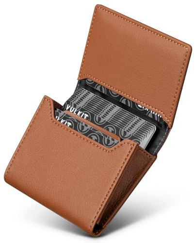 VULKIT Visitenkartenetui für Herren Leder-Visitenkartenetui RFID-blockierendes Kreditkartenetui Brieftasche mit Magnetverschluss