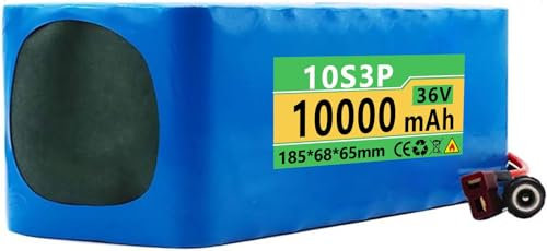 36V 10AH E-Bike Lithium Battery Electric Bicycle Battery 36V 10S3P Lithium Battery Pack with Charger Built-In BMS Protection Board for 100W 200W 350W 400W 500W 800W Motors 36V10AH,T