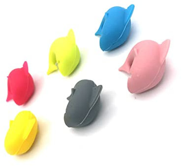Amosfun 18 Piezas Marcador De Copa De Vino De Silicona Tiburón Cóctel Etiqueta De Marca De Taza Anillos De Encanto De Vino Reconocedor De Vidrio