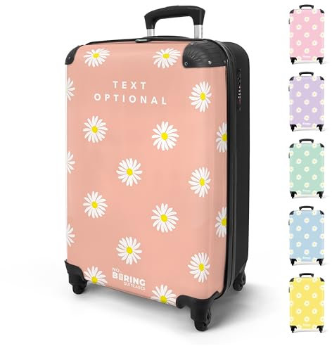NoBoringSuitcases.com® Handgepäck Koffer 55x40x20 Personalisiert - Reisekoffer mit Rollen, Leichtgewicht Hartschalenkoffer, Trolley Kabinengepäck Daisy in 6 Farben, Koffer für Flugzeug, Carry On