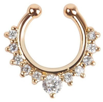 Tolldek 1 Stücke Nose Stud Indian, Edelstahl U Barbell Hufeisen Nasenpiercing Gold, Nostril Piercing Ring Dünn mit Zirkonia, Lippen Ohr Nasen Piercingschmuck für Herren Damen