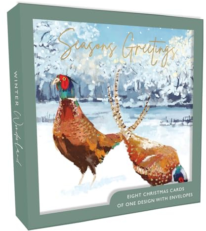 Box of 8 Seasons Greetings Golden Pheasants Christmas Cards Xmas Card Boxes XCPS032