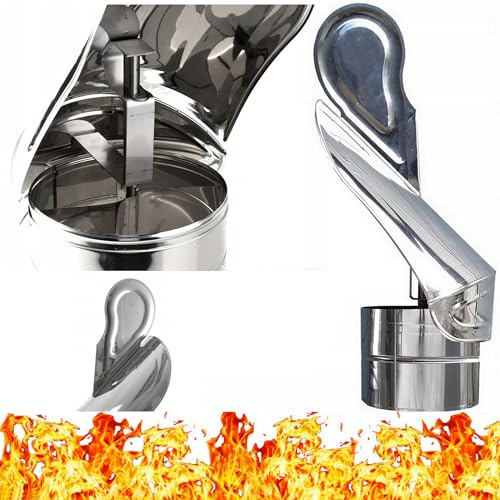 Comignolo Girevole in Acciaio Inossidabile INOX - Tipo Pompiere - Testa Rotante 360° - per Camino e Canna Fumaria Fumaiolo - Migliora il Tiraggio - Antivento e Antipioggia - Diametro 110 mm - Ø 110 mm