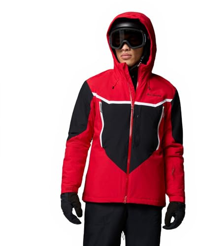 Columbia Men's Liftline Jacket, Ski Jacket, Mountain Red, Black, XXL