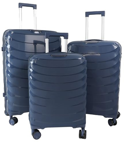 DIVCHI Luggage Sets 3 Piece Hard Shell Expandable Suitcases Lightweight Travel Trolley Suitcase With Spinner Wheels TSA Lock Telescopic Handle (Dark Blue)