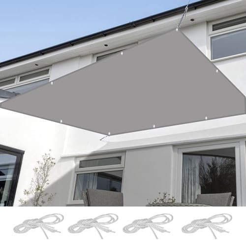 Tenda parasole per esterni, 5,5 x 10 m, resistente ai raggi UV, impermeabile, rettangolare, per giardino, patio, piscina, grigio chiaro