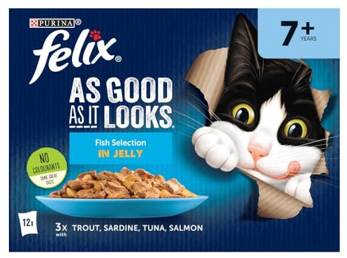 FELIX As Good As it Looks Senior 7+ Fish in Jelly Wet Cat Food 12x85g