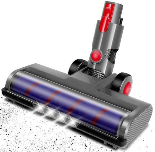 Brush Head Compatible with Dyson Replacement for V7 V8 V10 V11 V15 SV10 SV11 SV12 Series, 4 LED Headlamps and 180° Flexibility for Cleaning, Vacuum Cleaner Head with 2 Replacement Rollers and 1 Brush