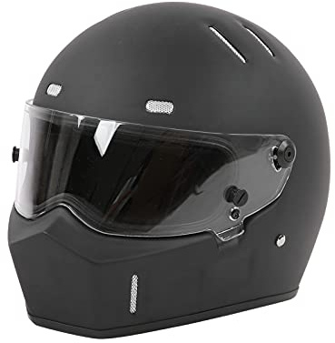 Casco integrale robusto in fibra di vetro con doppia visiera, design moda nero per moto cross ATV, lavorazione impeccabile (XL)
