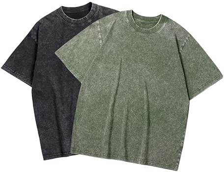 SAN Platina Oversized T Shirt Men Women,Vintage Heavyweight Cotton Tshirt,Basic Crew Neck,2 Pack T-Shirts