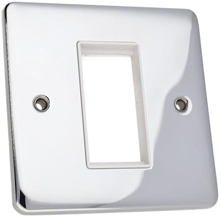 DETA VE1421CHW 1G Single Euro Module Insert Wall Faceplate Chrome White