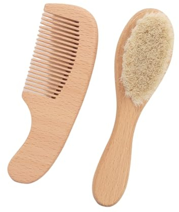 Baby Hairs Brush And Comb Set Newborn Hair Brush With Bristles Natural Goat Hair Brush And Wood Baby Cradles Caps Comb Wood Hair Comb For Newborns Cradle Caps